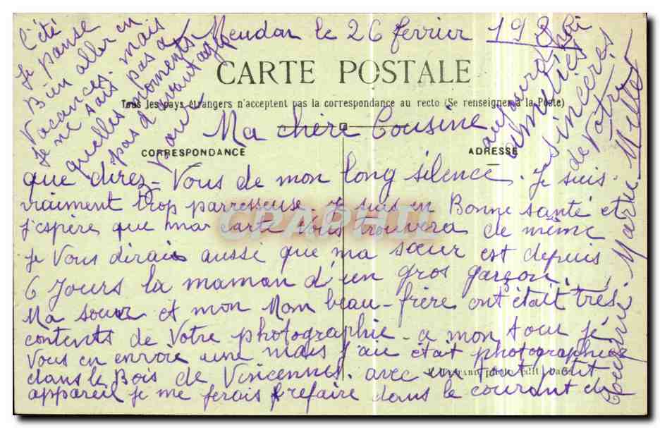 Paris CPA Avenue de l'opera — Rückseite
