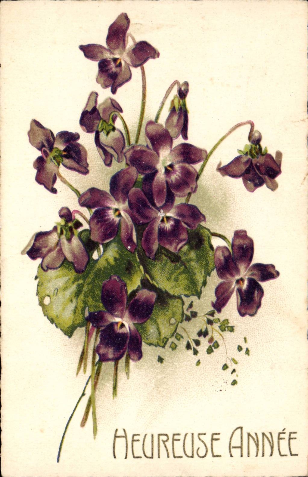 CPA Fantaisie Fleurs Heureuse Annee