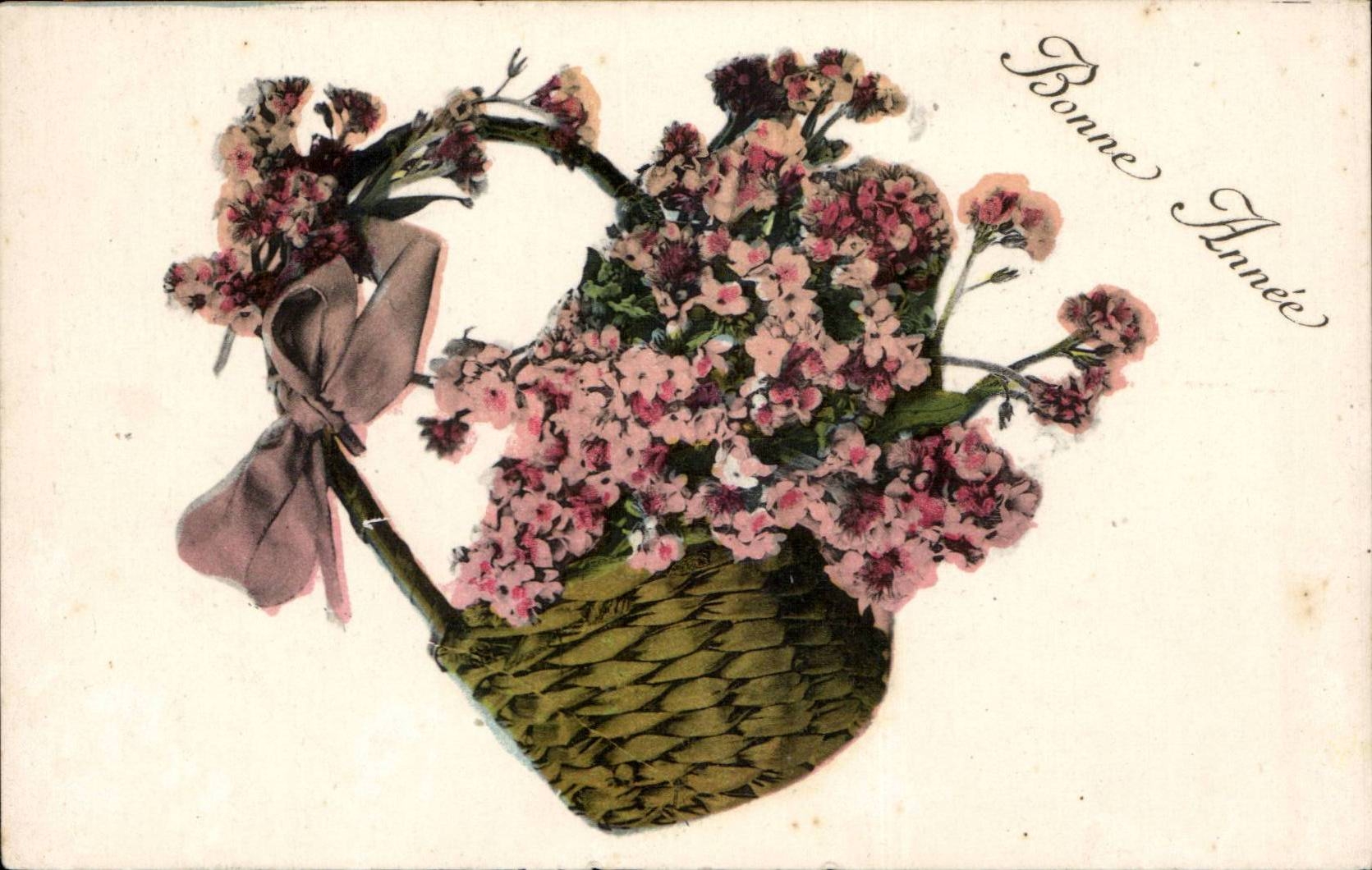 CPA Fantaisie Fleurs Bonne annee