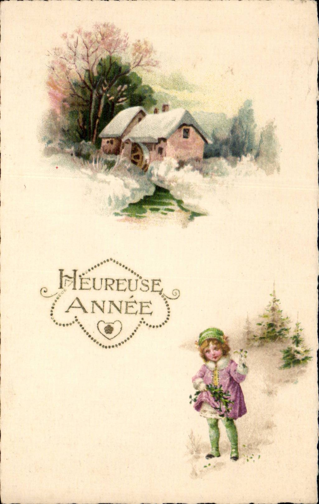CPA Fantaisie Enfant Heureuse annee