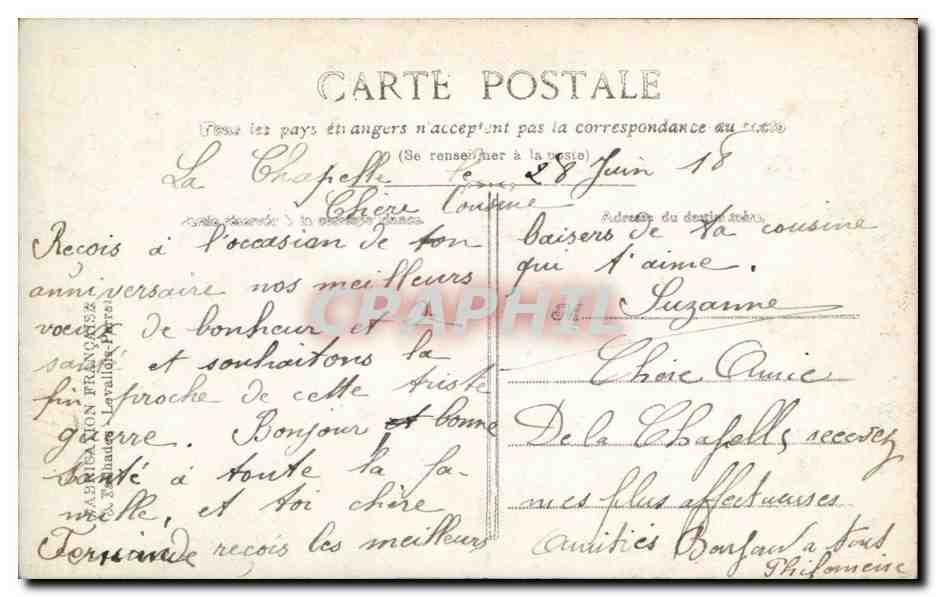Femme en robe brodée tenant un bouquet — Anniversaire — Myrcha, n° 501 — Achterkant
