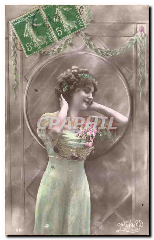 Jeune femme en robe fleurie — Myrka — éditeur Myrka, n° 68