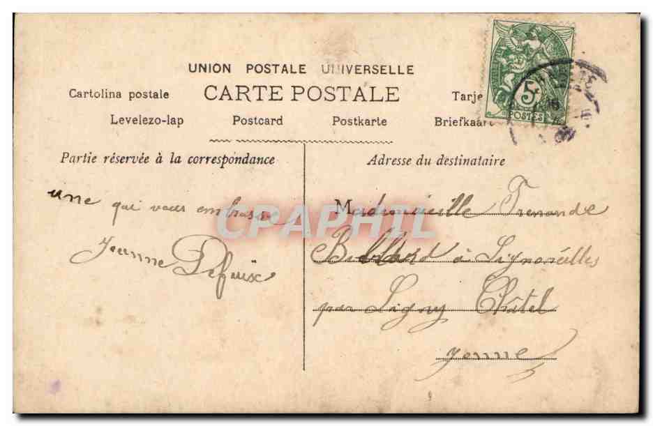 Femme en robe et chapeau rose lisant une lettre — Lettre du Bien Aime — n°624 — Verso