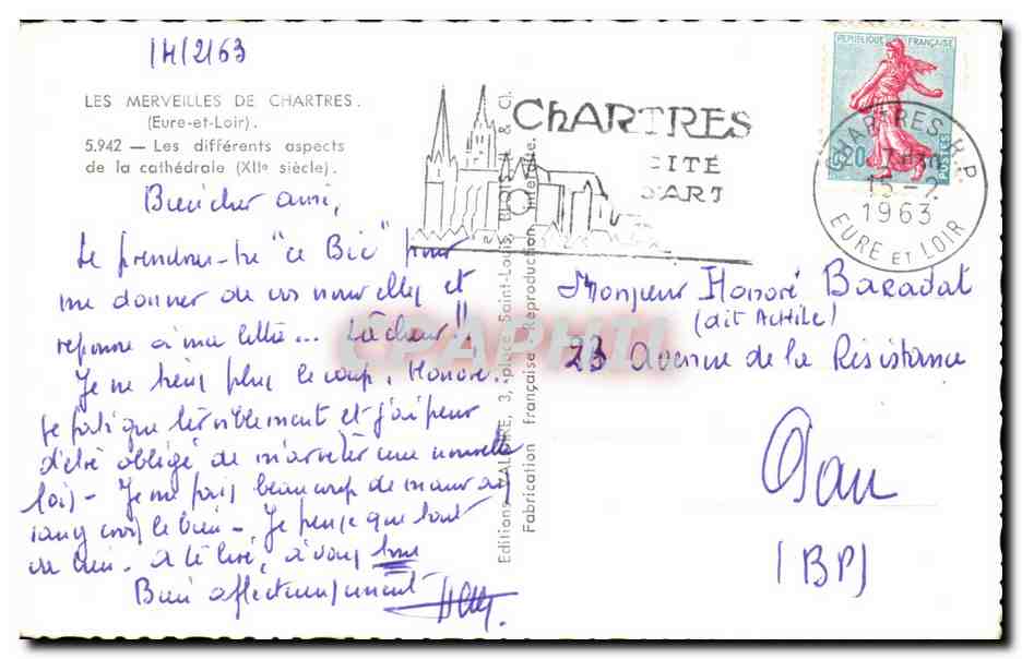 Chartres CPM Les differents aspects de la cathedrale — Verso