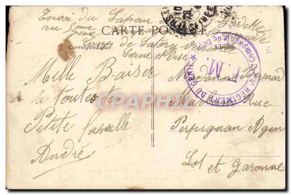 CPA Versailles Le palais Galerie des batailles — Verso