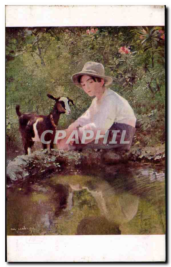 CPA Fantaisie Leroy Les deux amis Provence ( goat chevre )