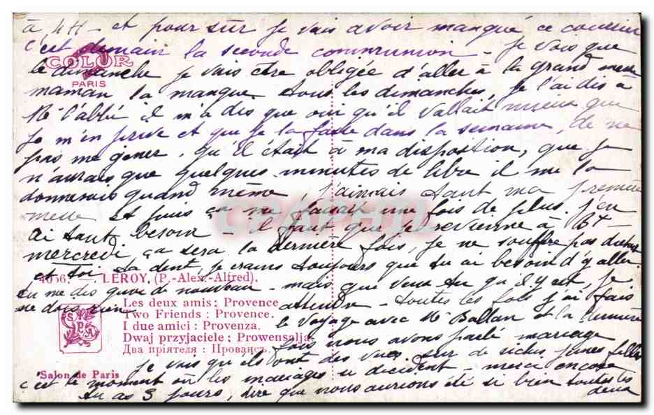 CPA Fantaisie Leroy Les deux amis Provence ( goat chevre ) — Verso