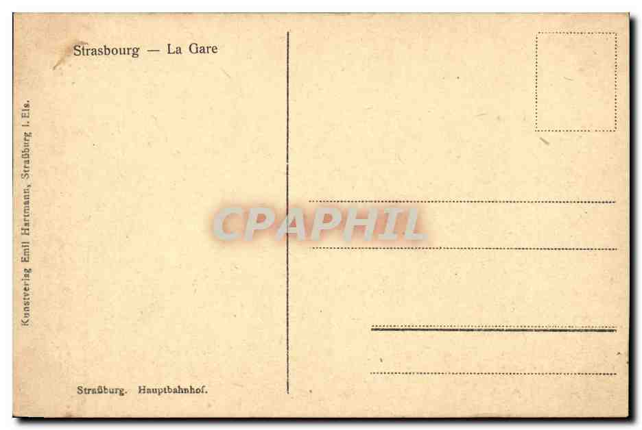 CPA Strasbourg la gare — Rückseite