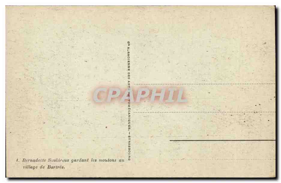 CPA Bernadette Soubirous gardant les moutons au village de Bartres — Verso