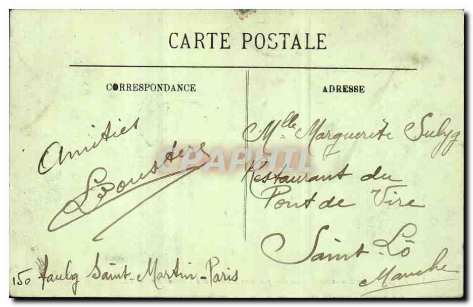 Paris CPA Le boulevard montmartre pris vers le boulevard Poissonniere — Rückseite