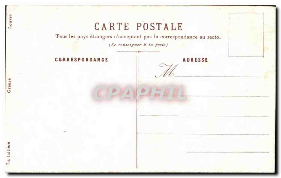 CPA Fantaisie Femme ( cheval ) Laitiere Creuze Louvre — Verso