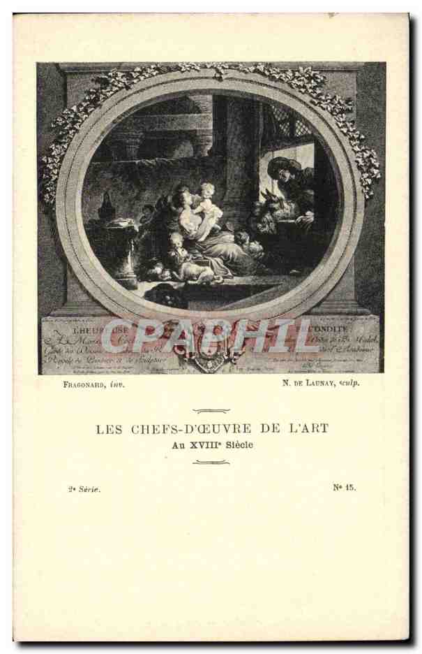 CPA Fantaisie Les chefs d'oeuvre de l'art au 18eme Fragonard Launay ane donkey