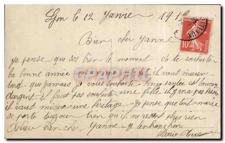 Jeune femme en fourrure tenant un bouquet — Bonne Année — J.A.N. Paris, n°1115 — Reverso
