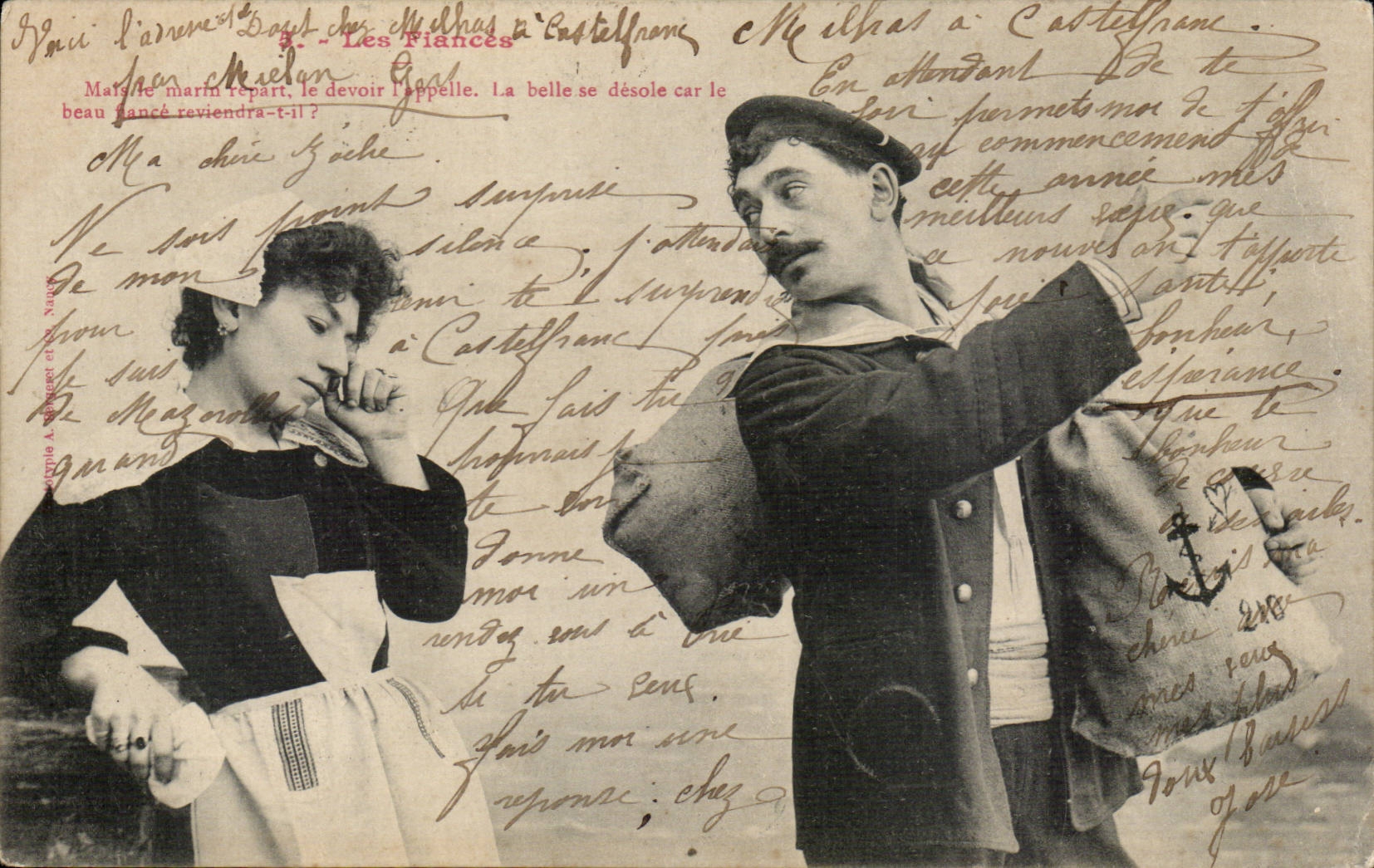Les Fiancés — scène de théâtre — éditeur R. Les Fiancés