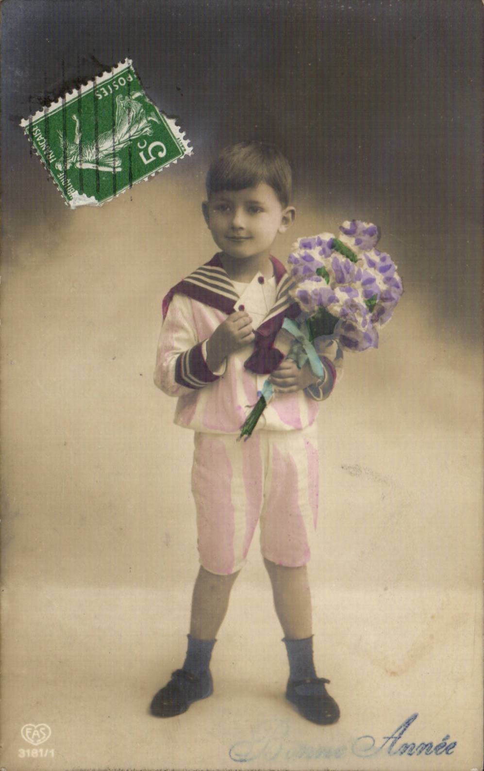 CPA Fantaisie Enfant Garcon et lettre