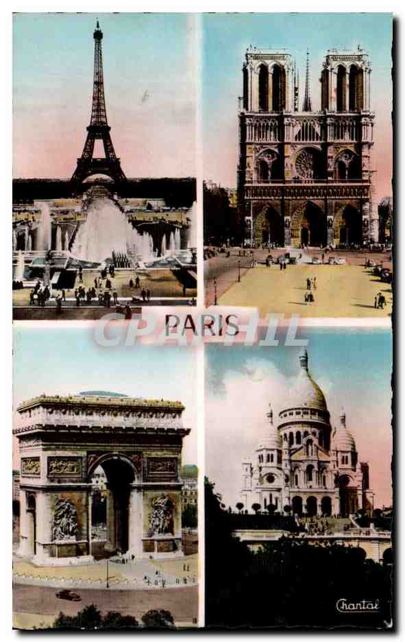Paris CPM Tour Eiffel Montmartre SAcr eCoeur Notre DAme Arc de triomphe