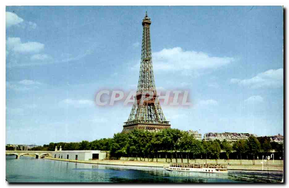 La Tour Eiffel — vue depuis la Seine — Couleurs de Paris, éditeur Yvon, n° 107