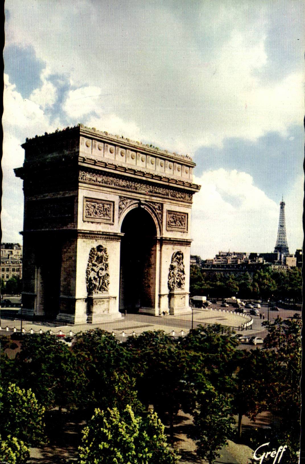Paris CPM Arc de triomphe et la Tour Eiffel