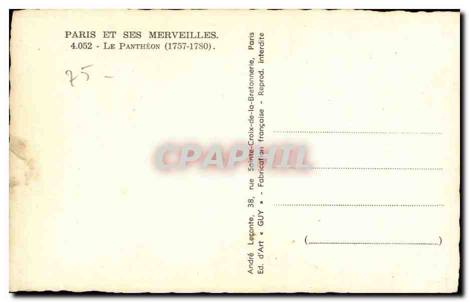 Le Panthéon — Paris — Éditeur André GUY, n°4.052 — Reverso