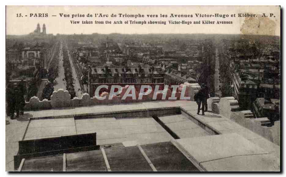 Paris CPA Vue prise de l'arc de TRiomphe vers les avenues Victor Hugo et Kleber