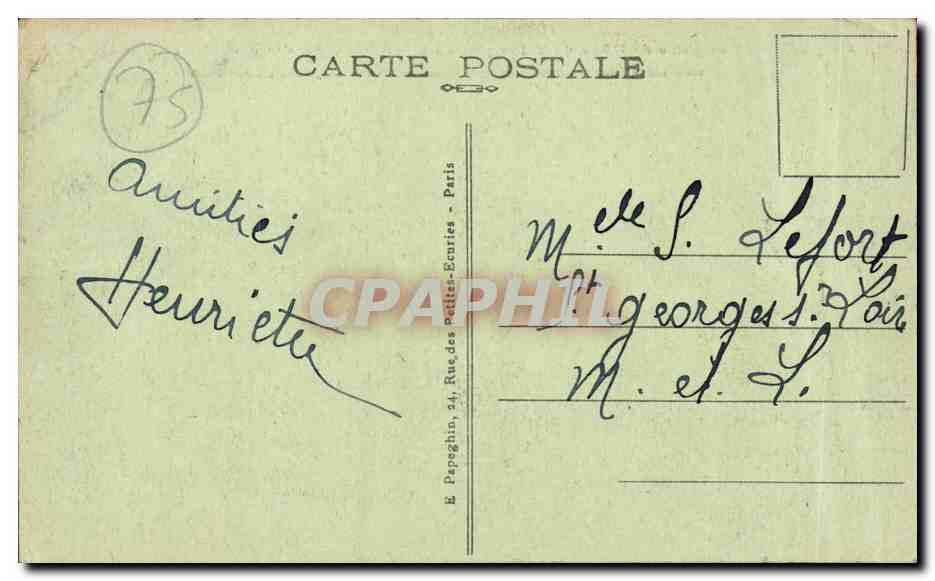 Paris CPA Vue prise de l'arc de TRiomphe vers les avenues Victor Hugo et Kleber — Verso