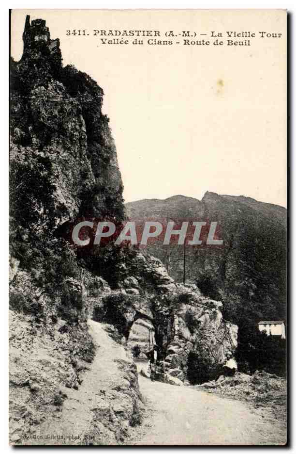 CPA Pradastier La vieille tour Vallee du Clams Route de Beuil