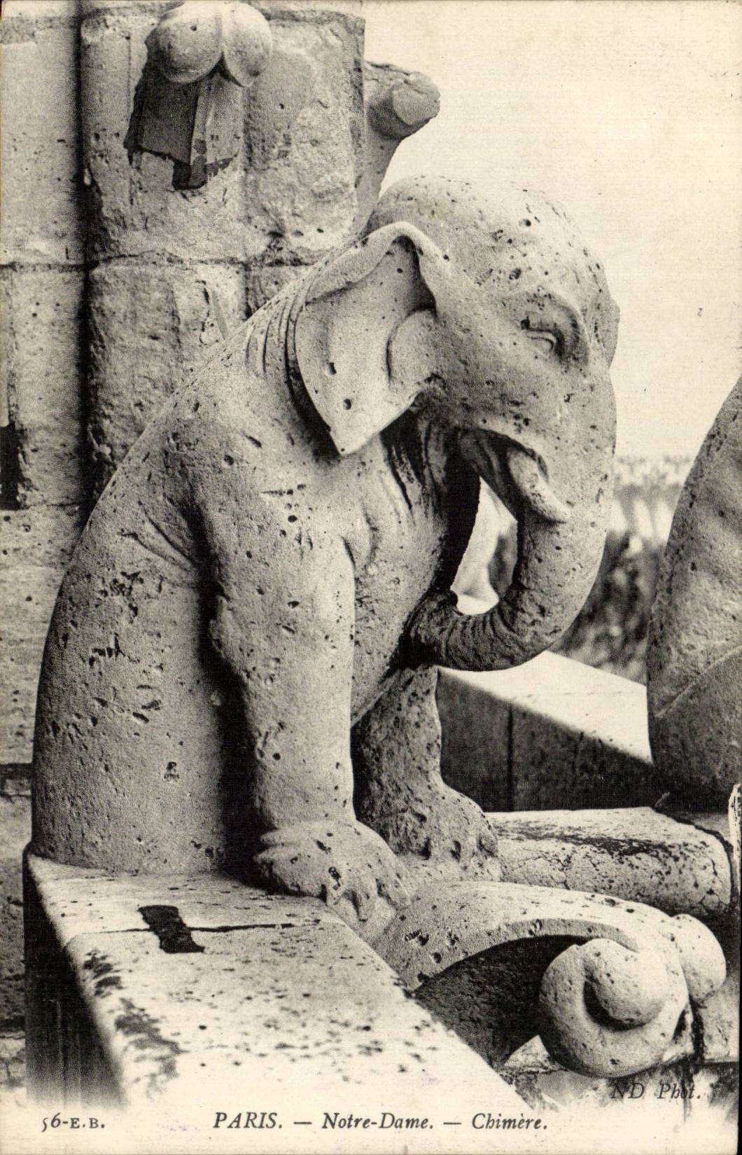 Paris CPA Notre Dame Chimere (elephant)