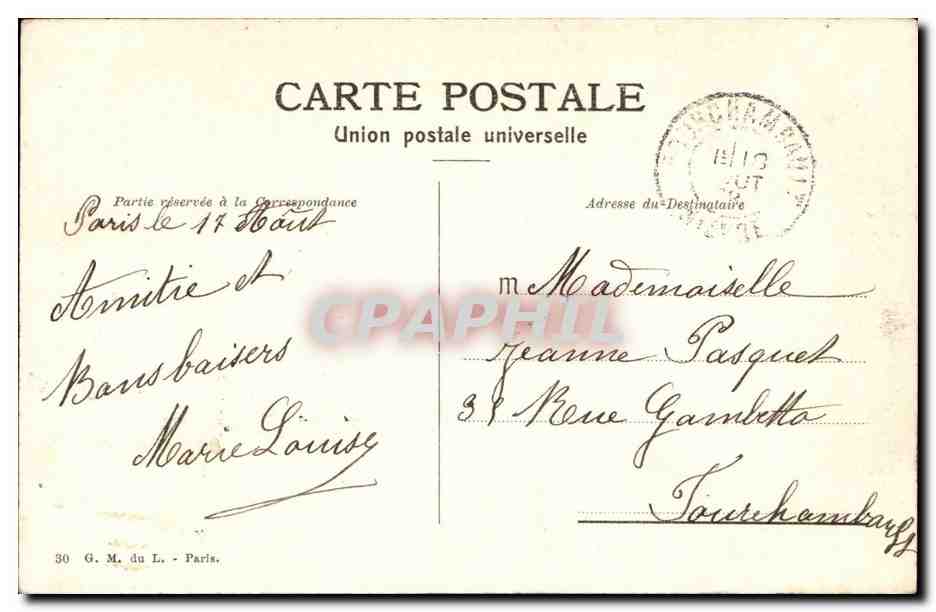 Paris CPA Saint Chapelle Palais de justice — Verso