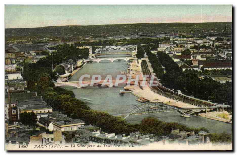 Paris CPA La Seine prise du Trocadero
