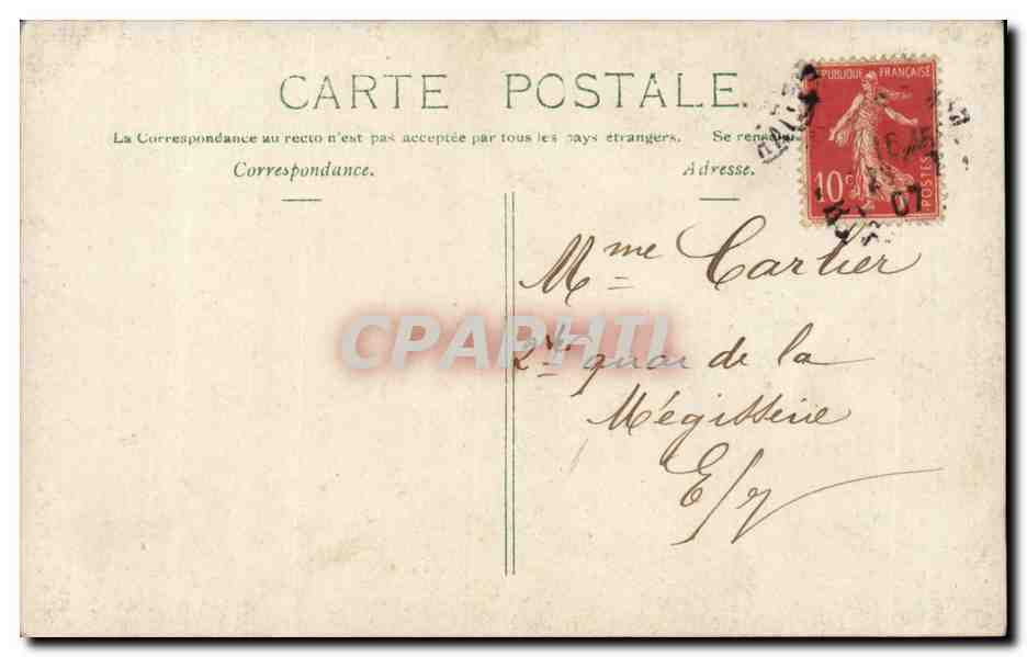 CPA Fantaisie CARTE PHOTO Petit Pierre Juillet 1907 Quai de la Megisserie Paris — Rückseite