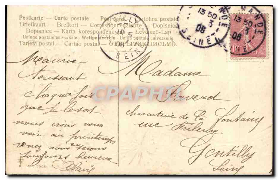 CPA Fantaisie Fleurs Heureuse Annee — Back