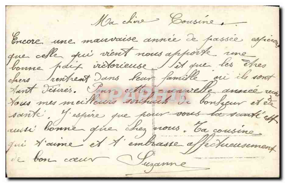 Femme en fourrure tenant un bouquet — Bonne Année — D.H. PARIS 393 — Rückseite