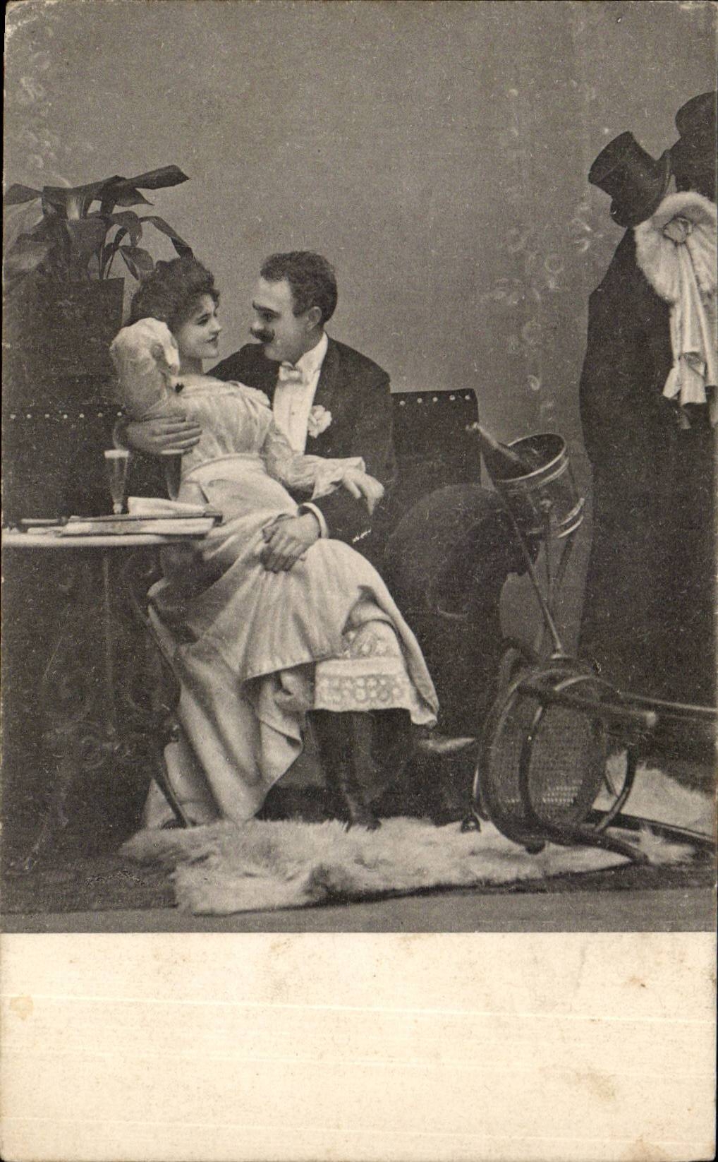 Couple en tenue de soirée — scène intime — éditeur anonyme, série 168