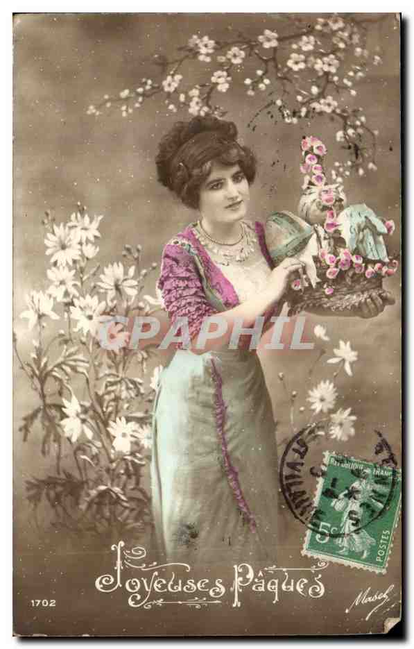 CPA Fantaisie Femme Joyeuses Paques EAster