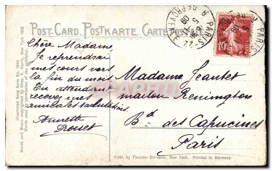 CPA Fantaisie Femme en barque — Verso