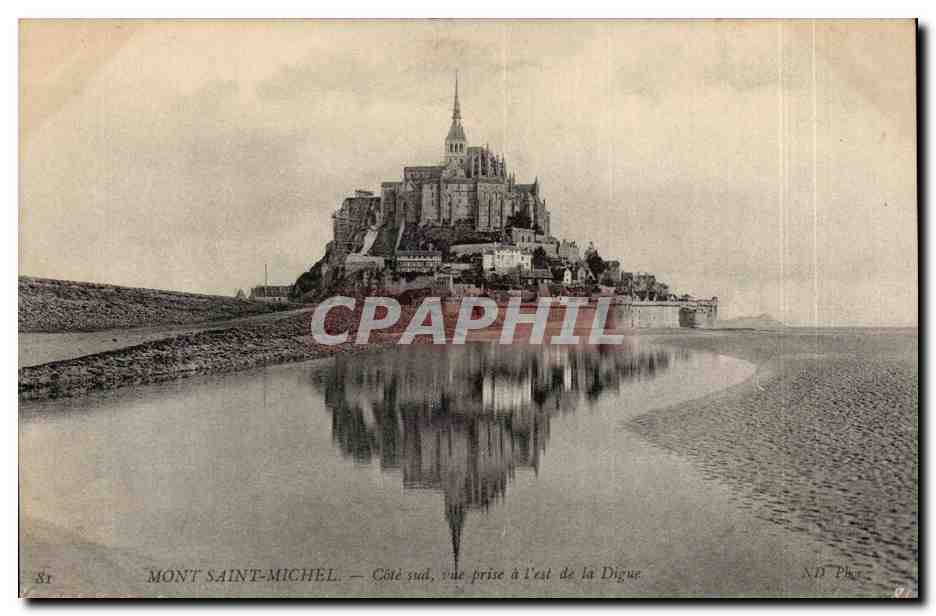 Mont Saint-Michel — Côté sud, vue prise à l'est de la Digue — ND Ph