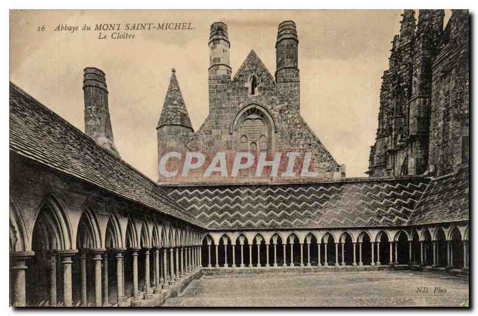 CPA Mont Saint Michel Abbaye Le cloitre 