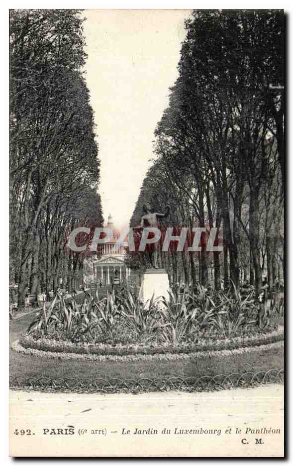 Paris CPA Jardin du luxembourg et le Pantheon