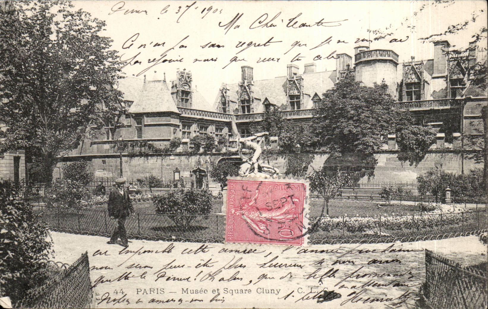 CPA Paris Musee et square de Cluny