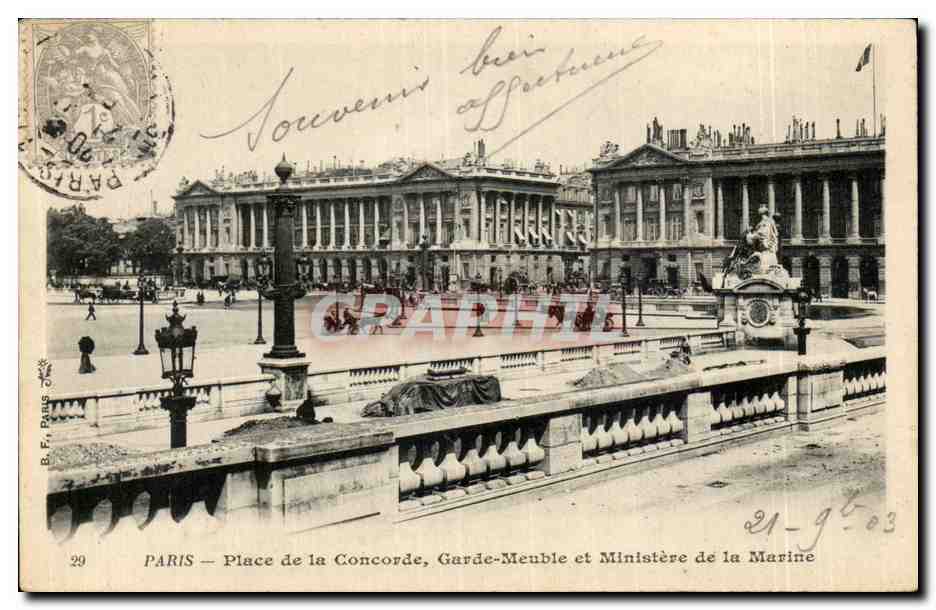 CPA Paris Place de la Concorde Garde meuble et ministere de la marine