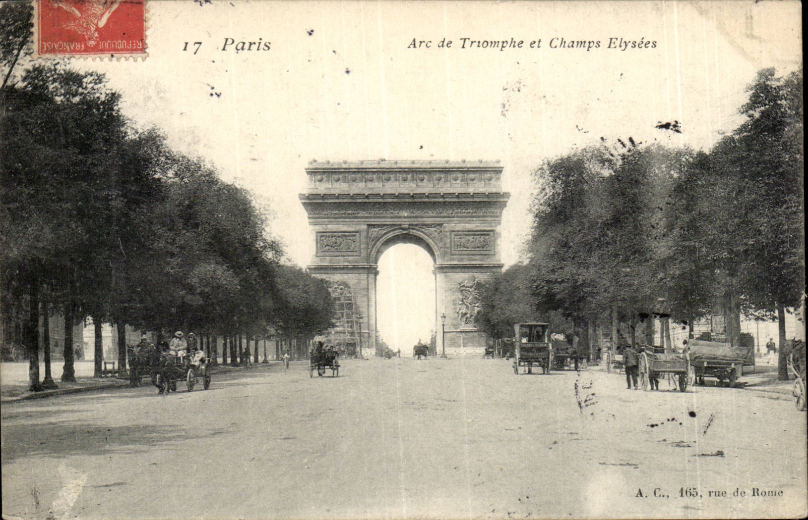 CPA Paris Arc de triomphe des Champs Elysees