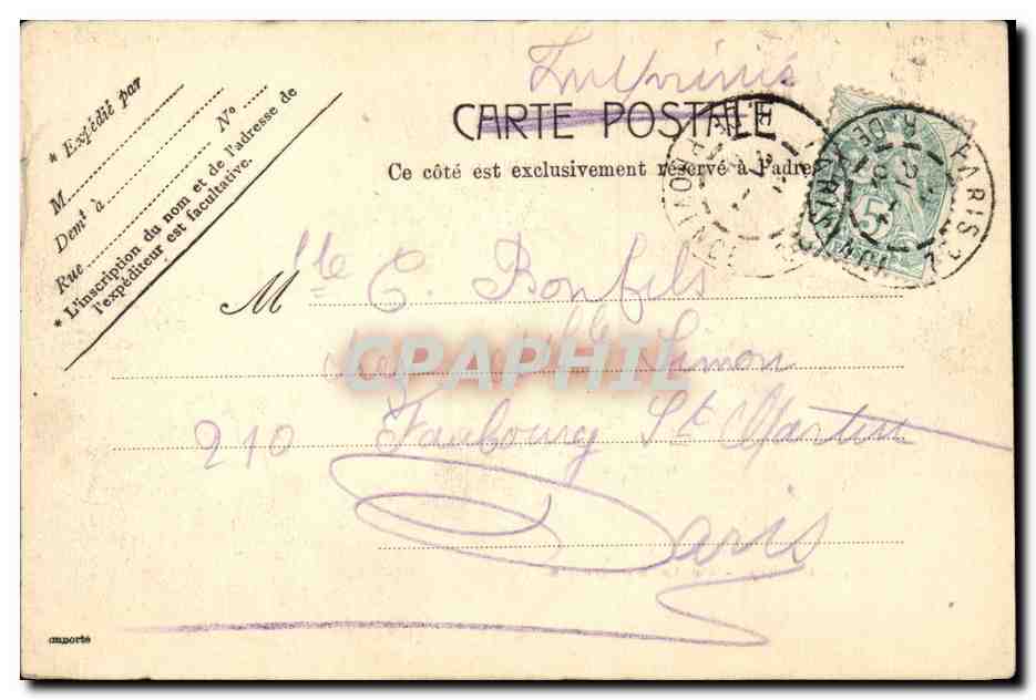 CPA Paris porte St Denis — Verso