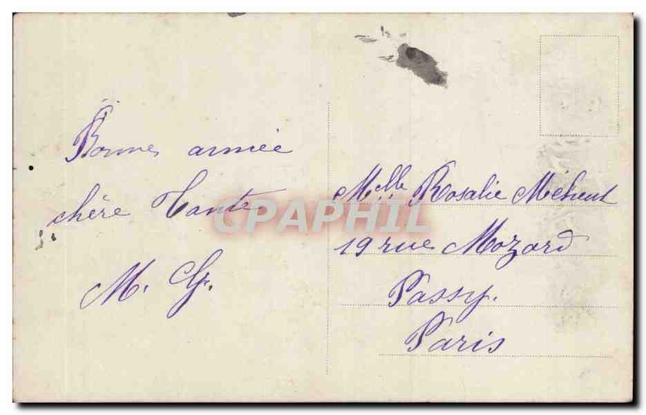 Jeune femme en fourrure et plumes — Bonne Année — A-N Paris, n° 1002 — Rückseite