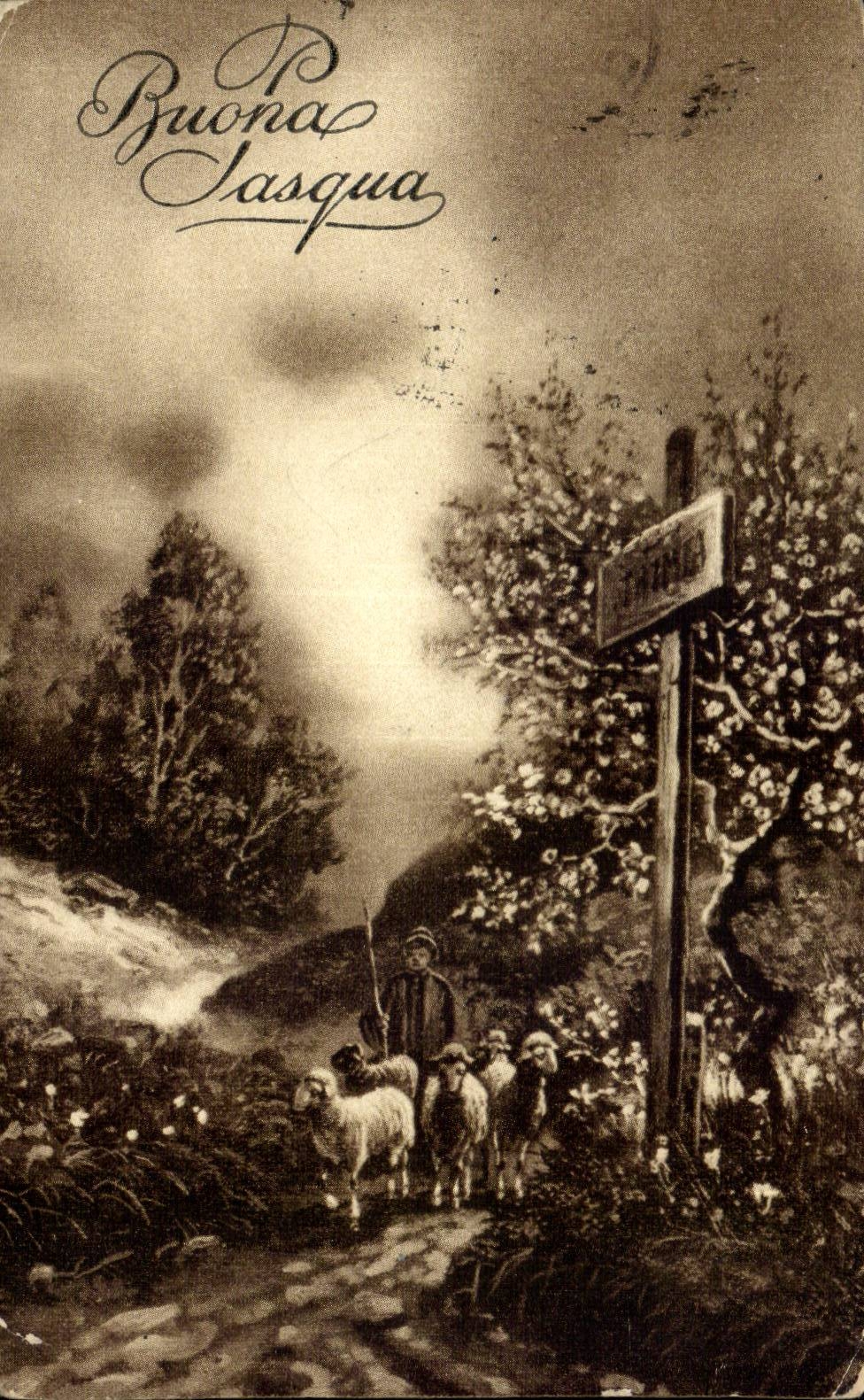 CPA Fantaisie Berger et moutons
