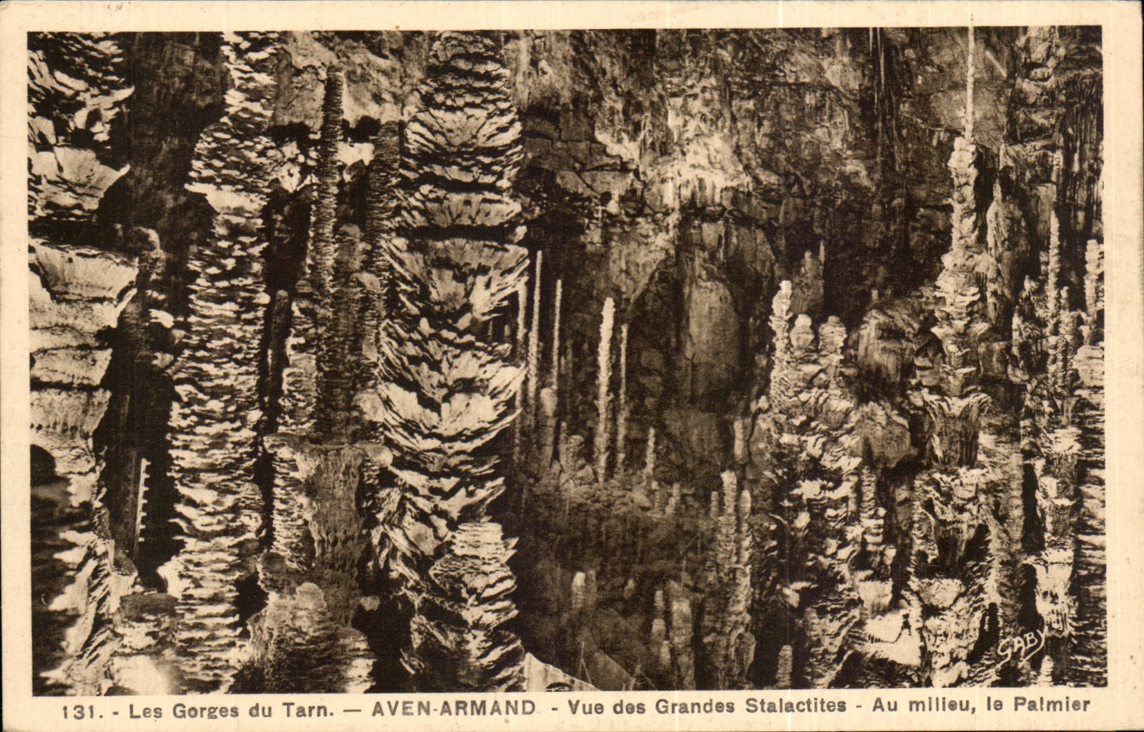 Les Gorges du Tarn — Aven-Armand — Vue des Grandes Stalactites — Au milieu, le Palmier — Édition Gaby