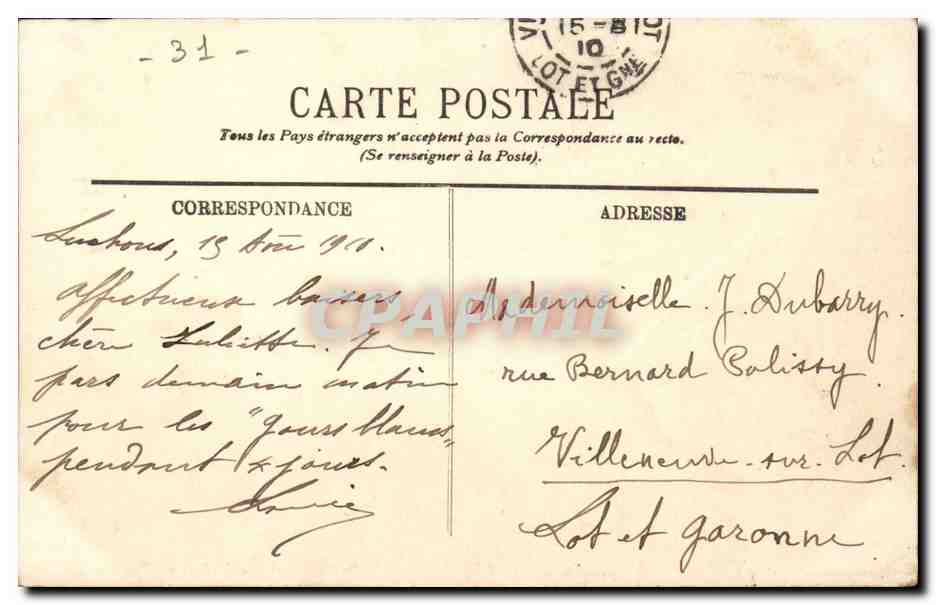 Luchon — Le Parc du Casino et le Port de Vénasque — LL. — Verso