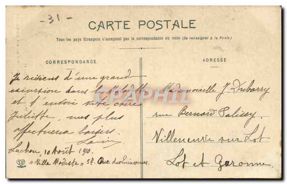 Luchon - Route de la Vallée du Lys - Passerelle inférieure du Gouffre de Bonneau — Les Pyrénées (1ère Série) — éditeur Luchon — Reverso
