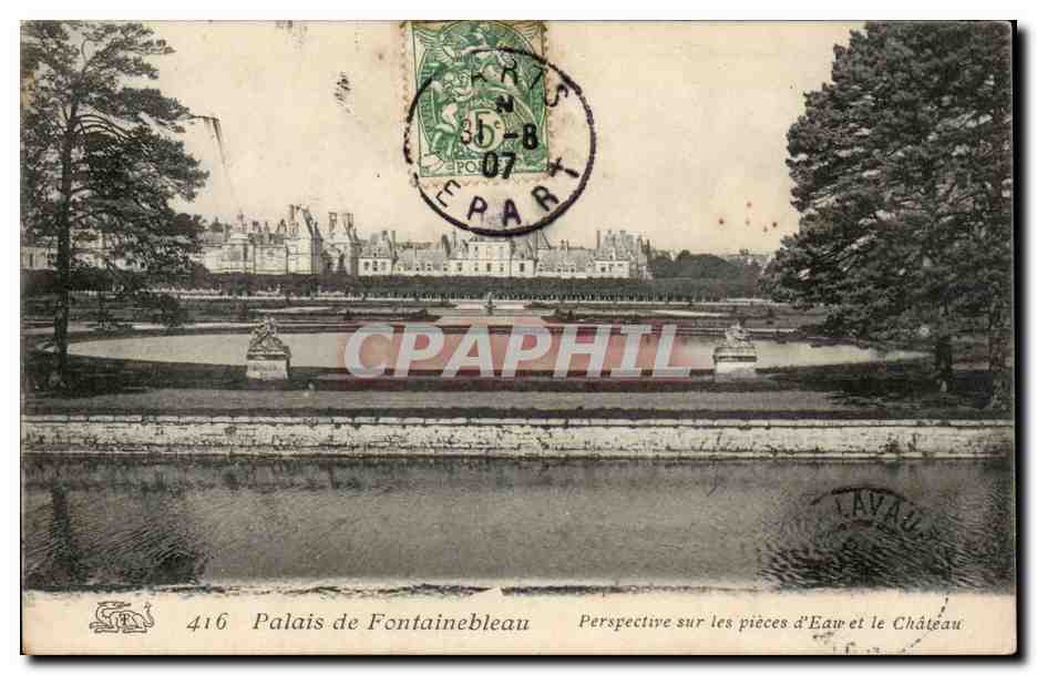 Palazzo di Fontainebleau — Prospettiva sulle fontane e sul Castello — LAVAU n°416