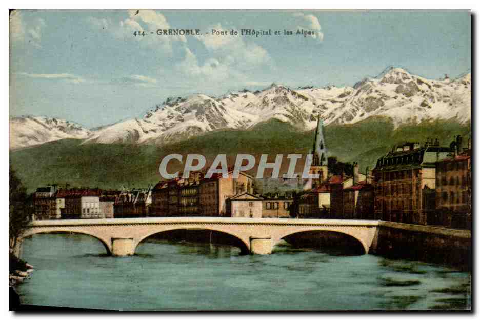 CPA Grenoble Pont de l'hopital et les Alpes