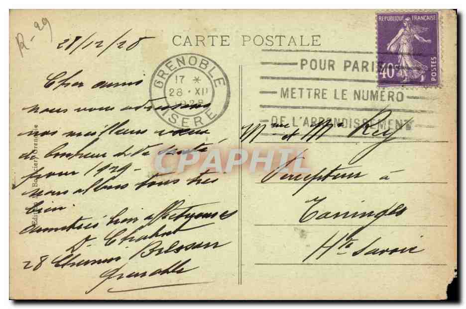 CPA Grenoble Pont de l'hopital et les Alpes — Verso